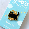 enamel pin lapel badge cat black kitten kawaii midnight moon space