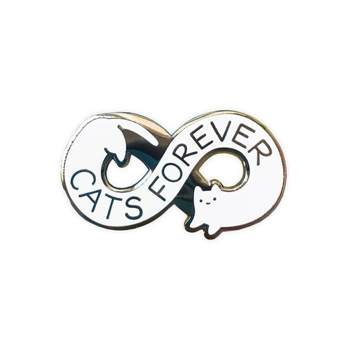 white infinity symbol shaped cat with text that says cats forever