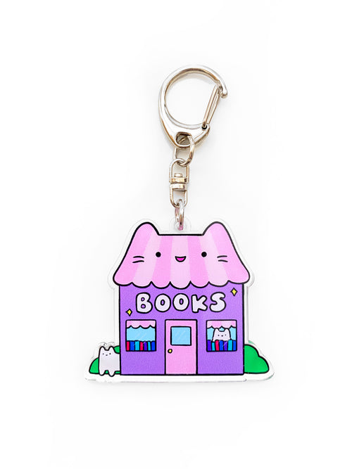 Cat Bookshop Acrylic Charm