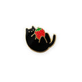 Black Strawberry Baby Cat Enamel Pin