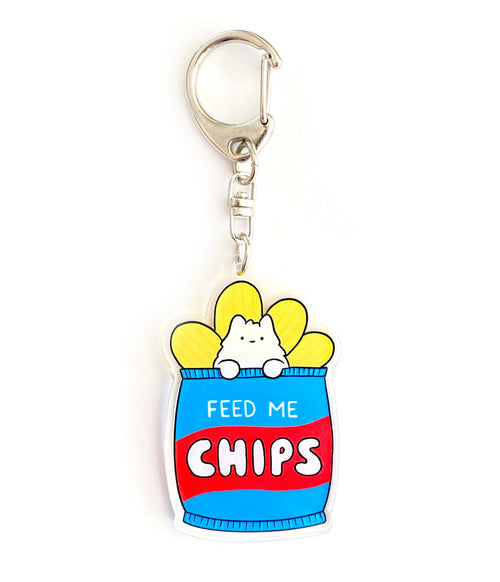 'Feed Me Chips' Cat Acrylic Charm
