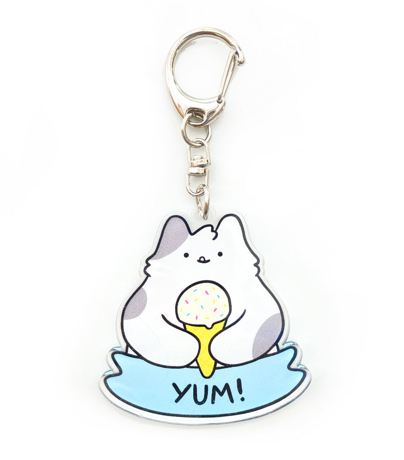 'Yum' Ice Cream Cat Acrylic Charm