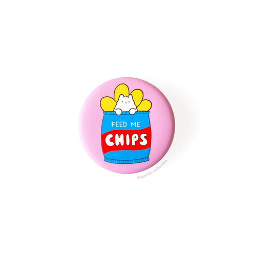 'Feed Me Chips' Cat Button (1.5-inch)