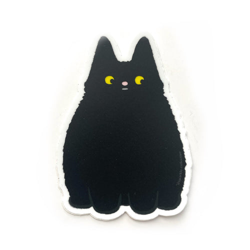 Fluffy Black Cat Vinyl Sticker