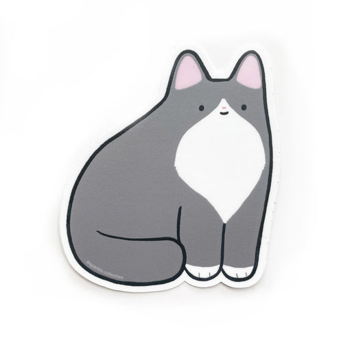 Grey & White Cat Vinyl Sticker
