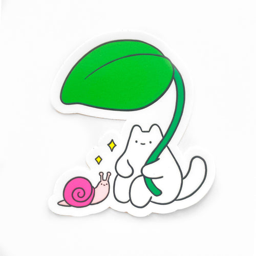 Leaf Cat Vinyl Sticker