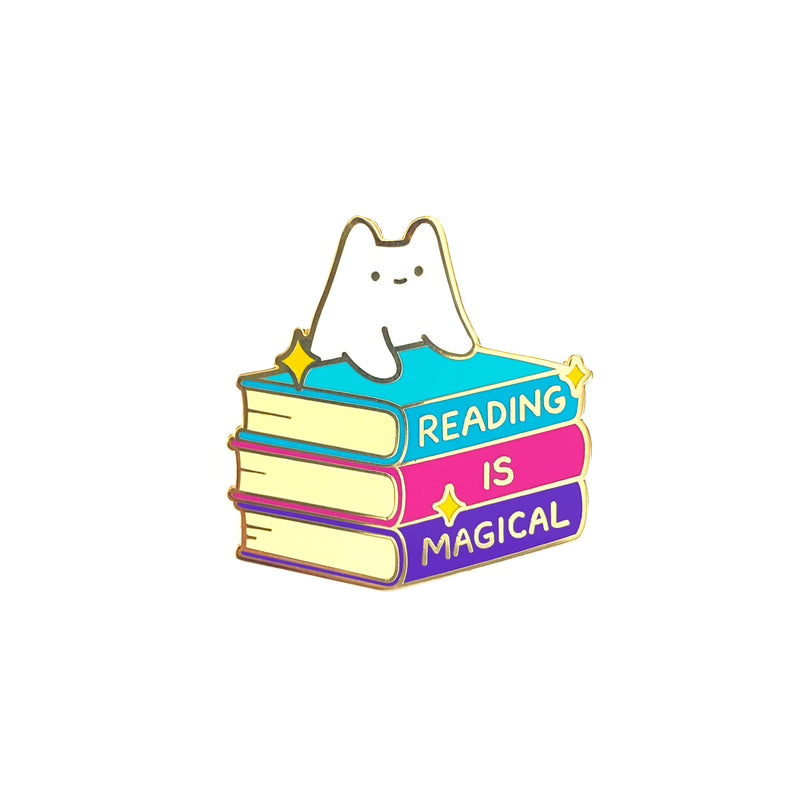 'Reading is Magical' Cat Enamel Pin