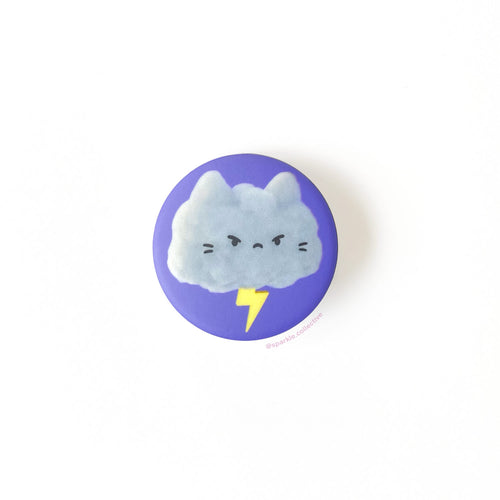 Grumpy Thundercloud Cat Button (1.5-inch)