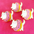 groups of cats in pink donuts cute illustration pins