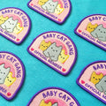 badge patch cute baby cat retro iron pink hearts