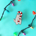 Candy Cane Baby Cat Enamel Pin