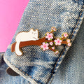 Cherry Blossom Cat Enamel Pin