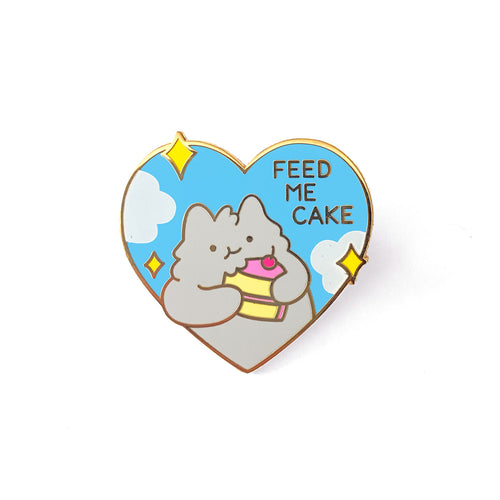 'Feed Me Cake' Cat Enamel Pin