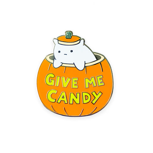 'Give Me Candy' Enamel Pin (White Cat)