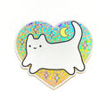 Baby Cat Holographic Glitter Heart Sticker