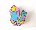 rainbow crystal geo cats kittens enamel lapel pin