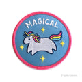 unicorn rainbow magical sparkle blue and pink embroidered patch 