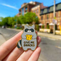 'Give Me Snacks' Baby Raccoon Enamel Pin