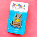 'Give Me Snacks' Baby Raccoon Enamel Pin