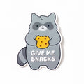 'Give Me Snacks' Baby Raccoon Vinyl Sticker