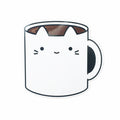 coffee mug cat cute kawaii decal minimalist laptop sticker