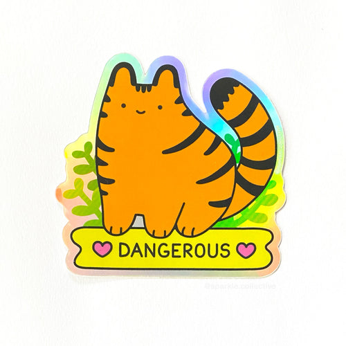 'Dangerous' Baby Tiger Holographic Sticker